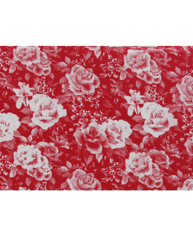 Halftone Rose Cotton Poplin Print, Red
