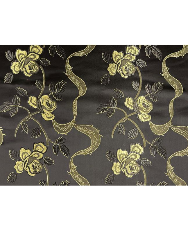 Haujin Chinese Brocade, Rose, Black