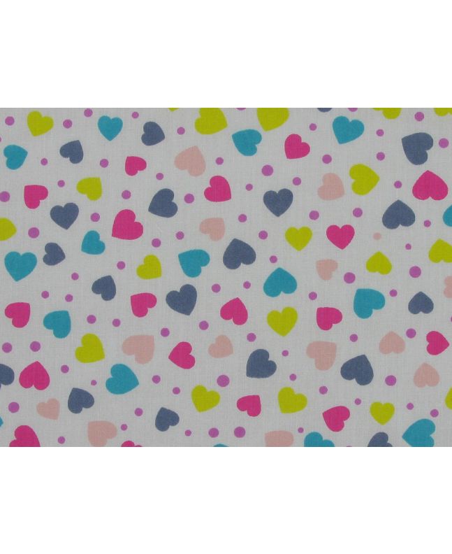 Hearts Polycotton Print, White