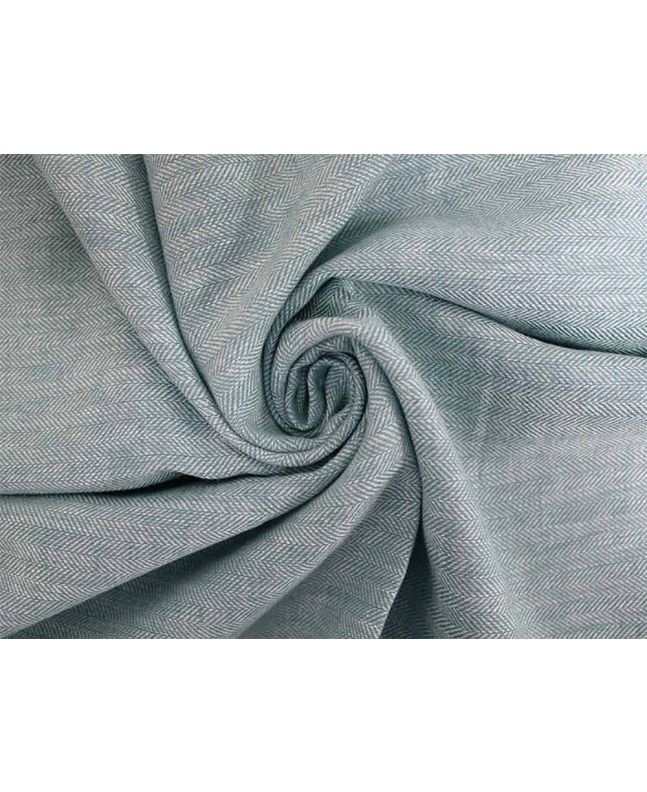 Herringbone Woven Cotton Linen Blend, Sea Green
