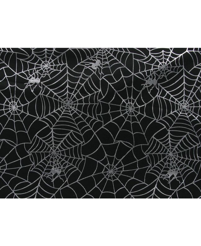 Halloween Polyester Foil Knit, Spiders Web