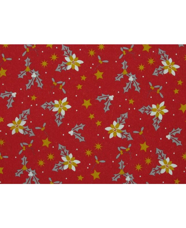Holly Flower Cotton Rich Panama Canvas, Red