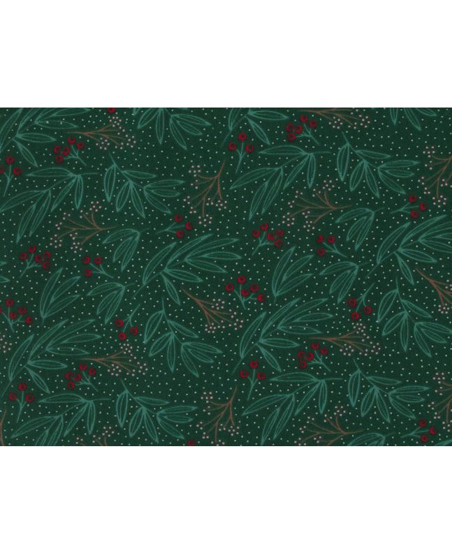 Holly Spot Christmas Polycotton Print, Green