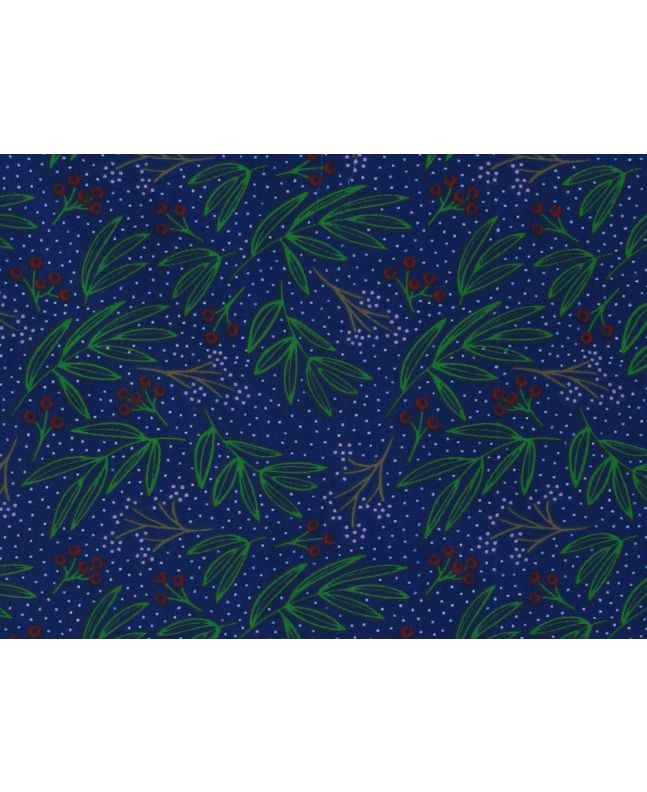 Holly Spot Christmas Polycotton Print, Navy