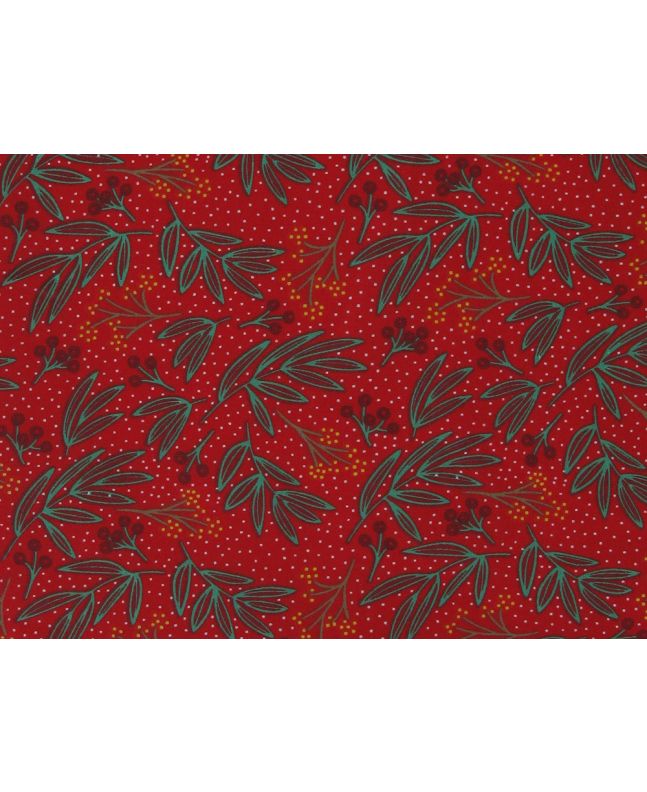 Holly Spot Christmas Polycotton Print, Red