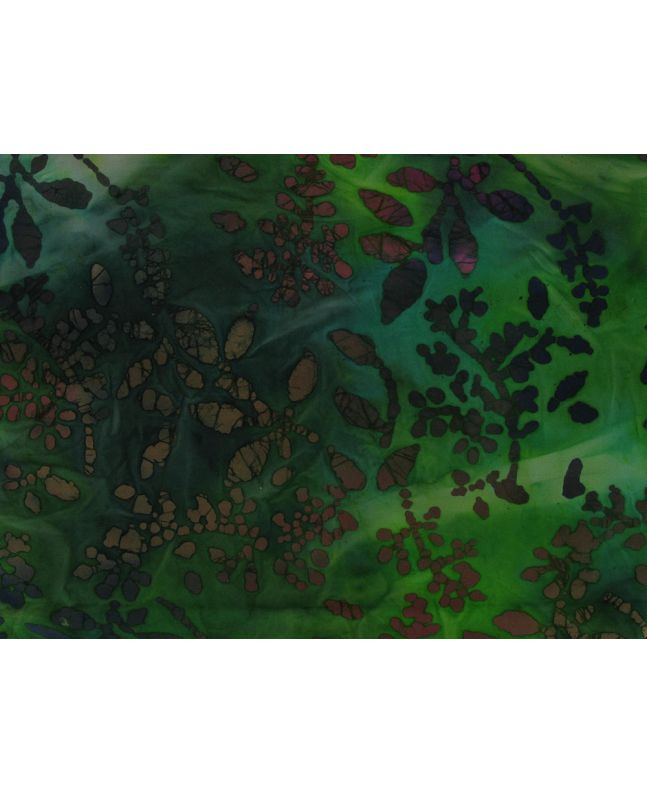 Indian Batik Cotton, Amber Vines, Green