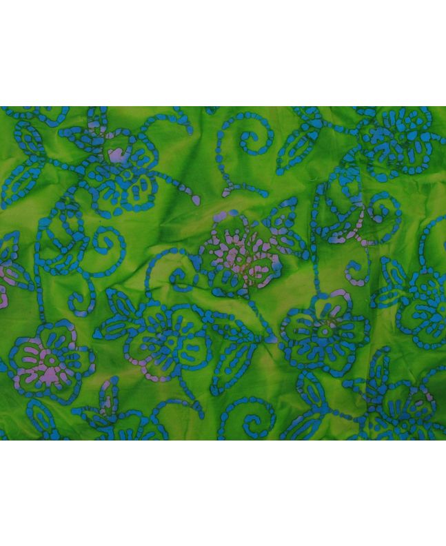 Indian Batik Cotton, Botanic Swirl, Emerald