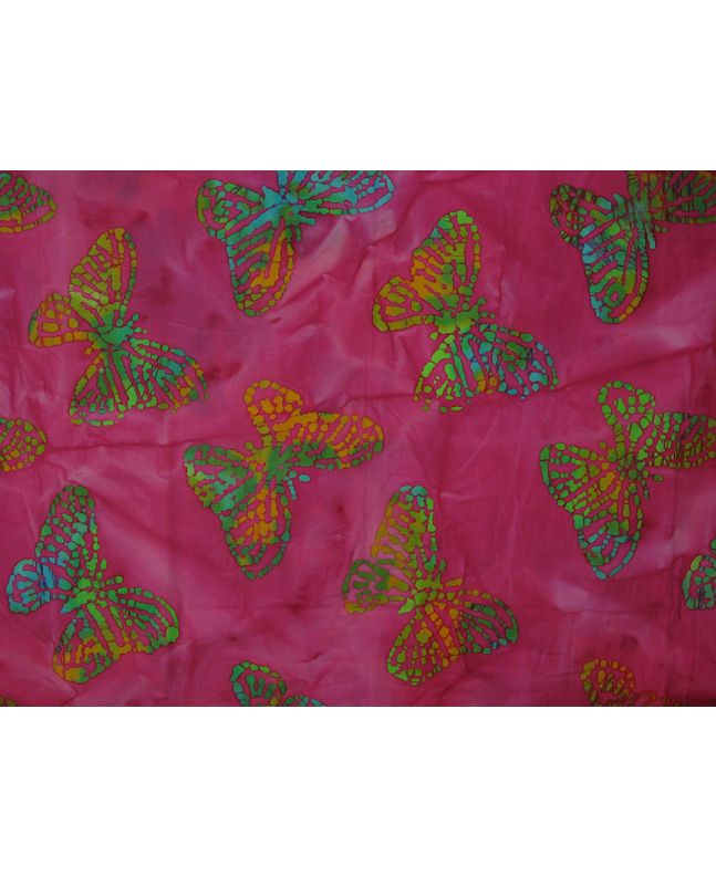 Indian Batik Cotton, Butterfly Flutter, Magenta
