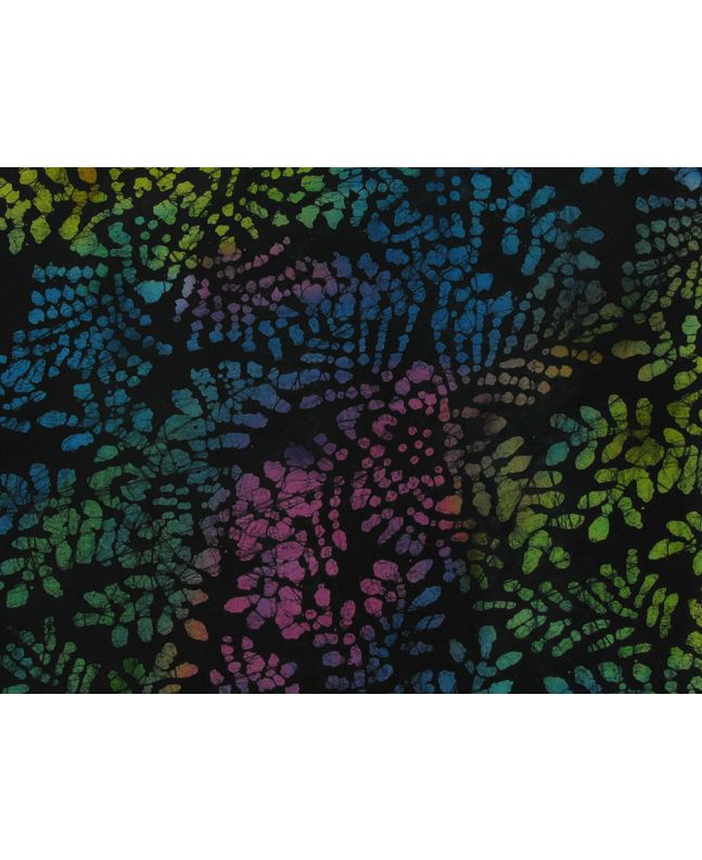 Indian Batik Cotton, Divine Floral, Ebony