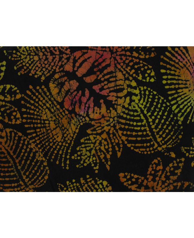 Indian Batik Cotton, Jungle Leaves, Mango