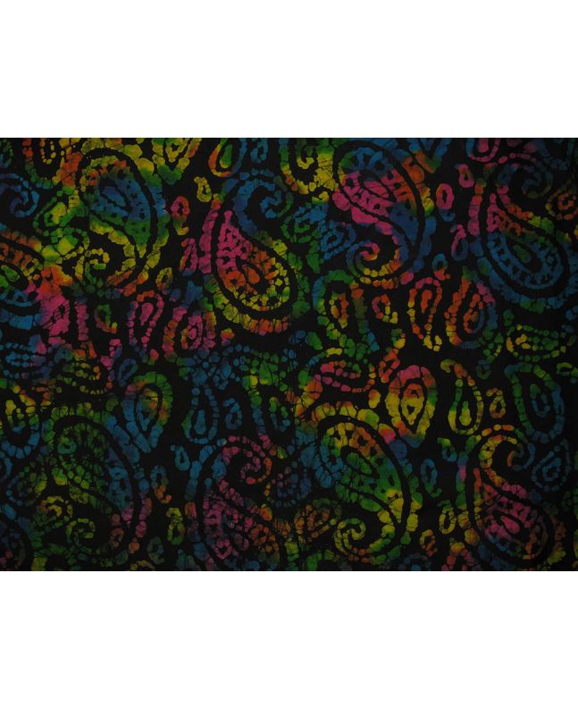 Indian Batik Cotton, Paisley Burst, Onyx