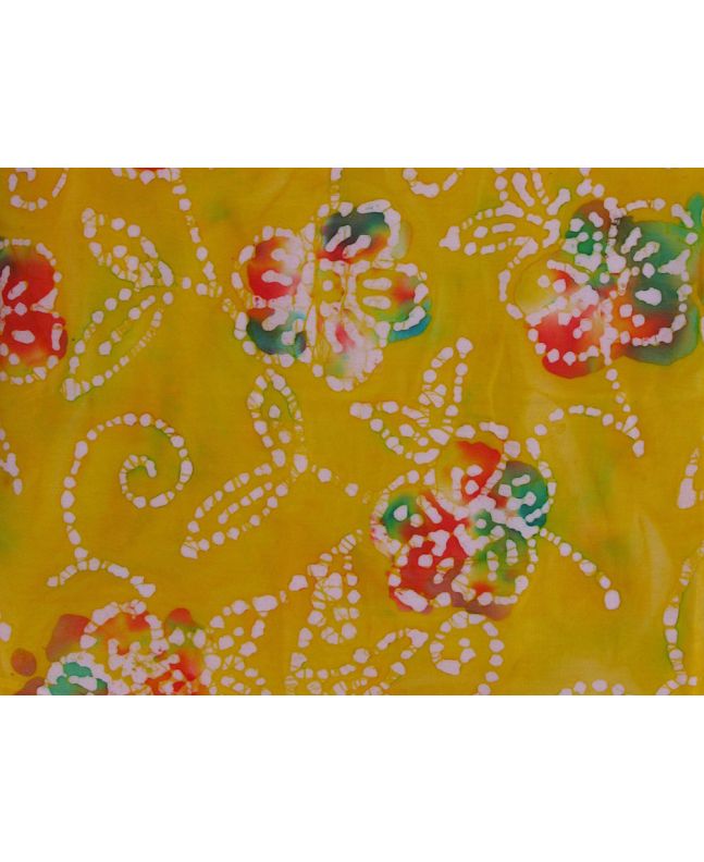 Indian Batik Cotton, Spotted Daisy, Sunshine
