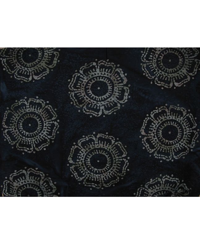 Indian Batik Cotton, Spotted Flora, Navy
