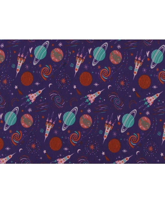 Interstellar Travel Cotton Jersey Print, Purple