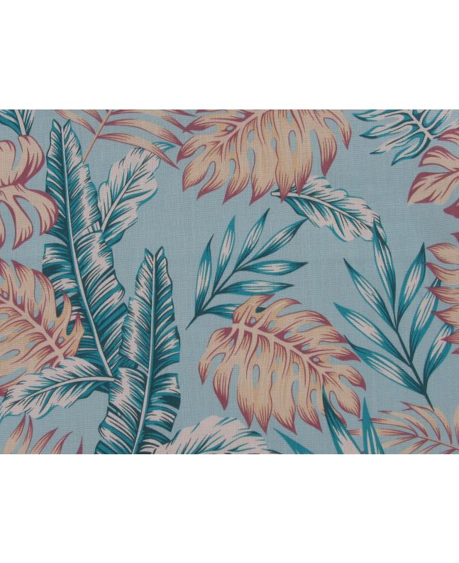 Island Palm Trees Stretch Cotton Linen Print, Ice Blue