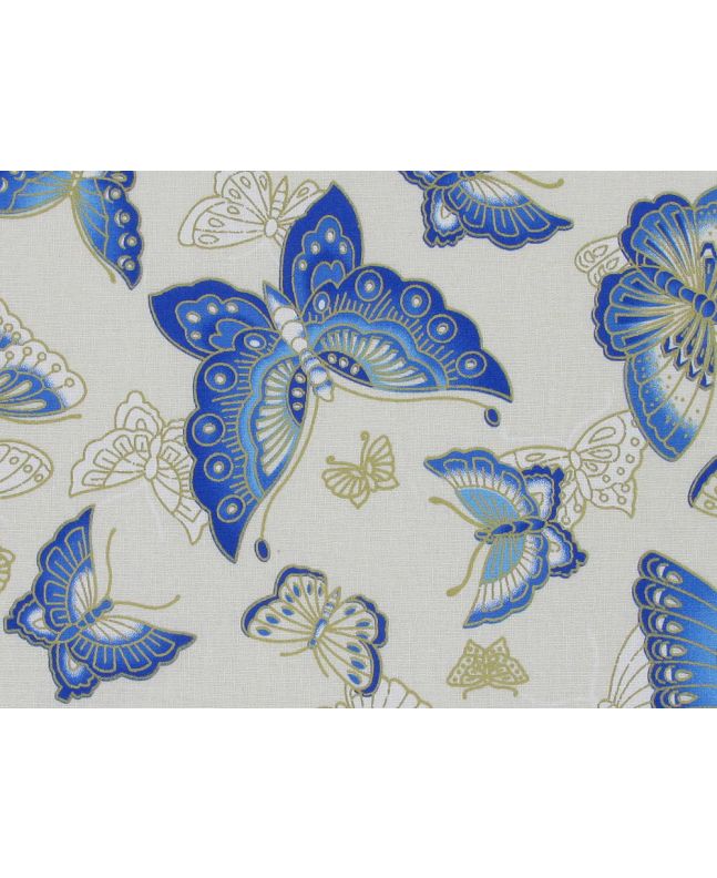 Isumi Japanese Foil Cotton Print, Butterfly Glide, Cream