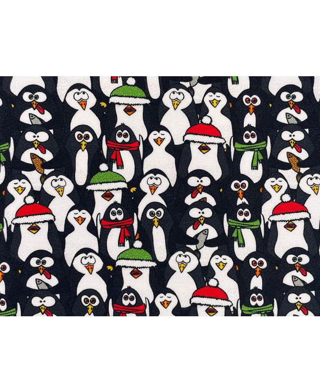 Jolly Christmas Penguins Cotton Print
