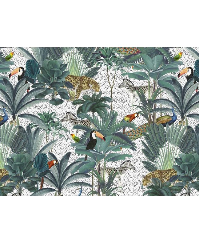 Jungle Prowl Cotton Print, Ivory