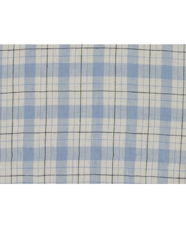 Keady Outline Check Irish Linen, Sky Blue