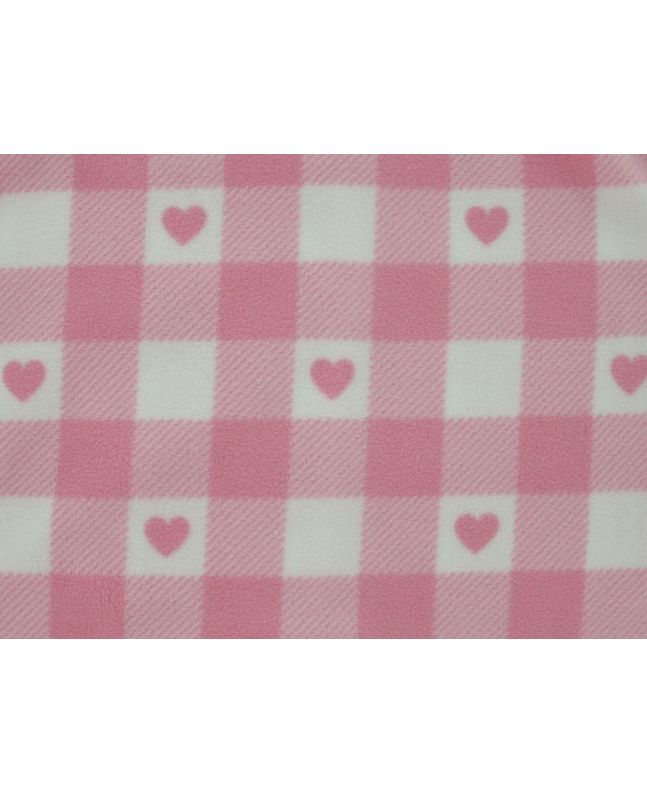 Large Gingham Heart Polar Fleece, Light Pink