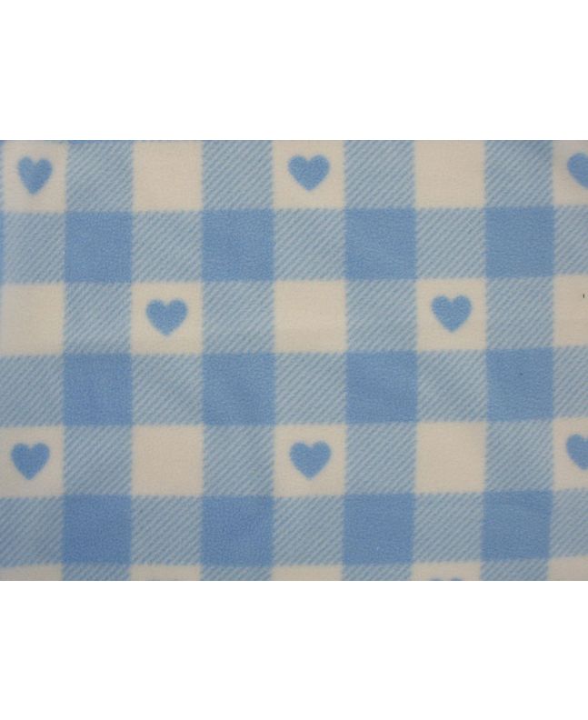 Large Gingham Heart Polar Fleece, Sky Blue