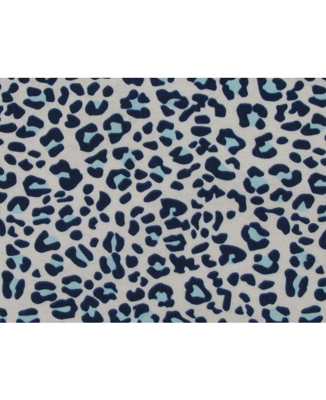 Leopard Print Brushed Cotton Rich Winceyette, Blue