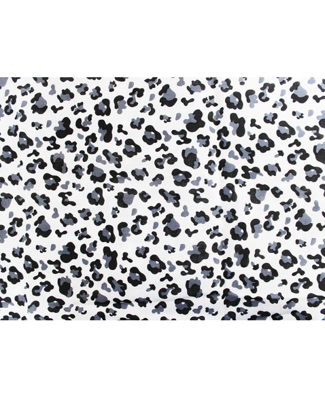 Leopard Spots Printed Flat Double Gauze, White