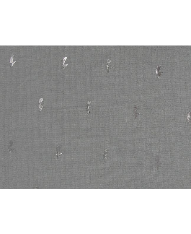 Lightning Bolt Foil Print Double Gauze, Grey