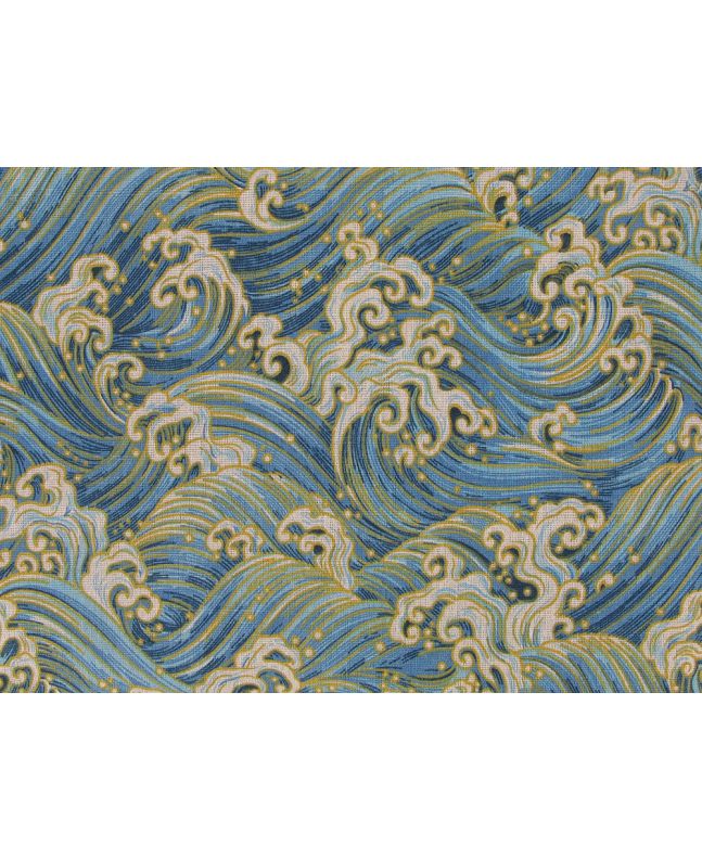 Lightweight Linen Look Canvas, Atlantic Waves, Light Blue