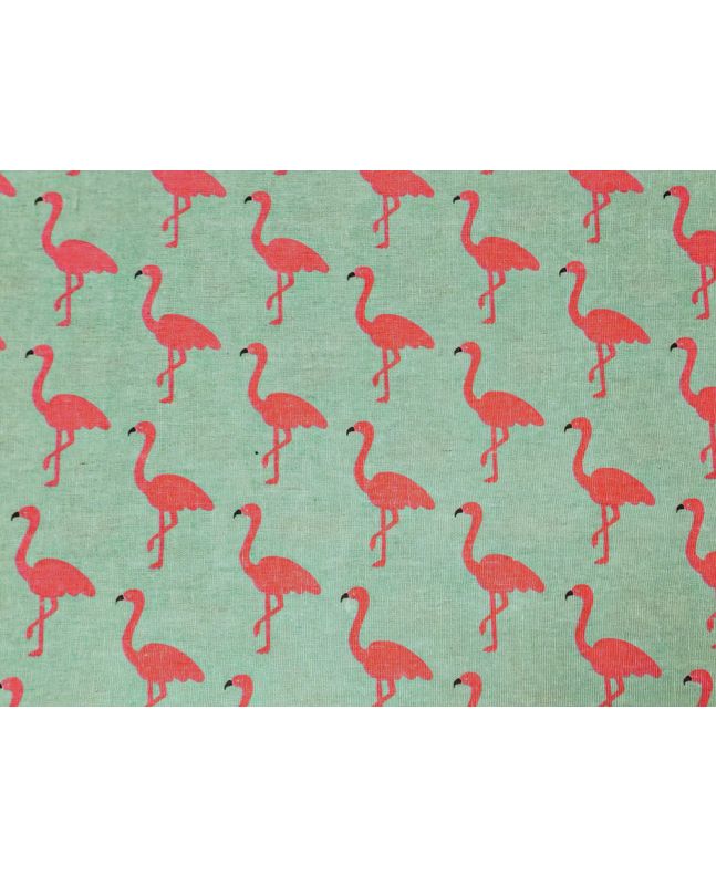 Lightweight Linen Look Canvas, Flamingo March, Mint