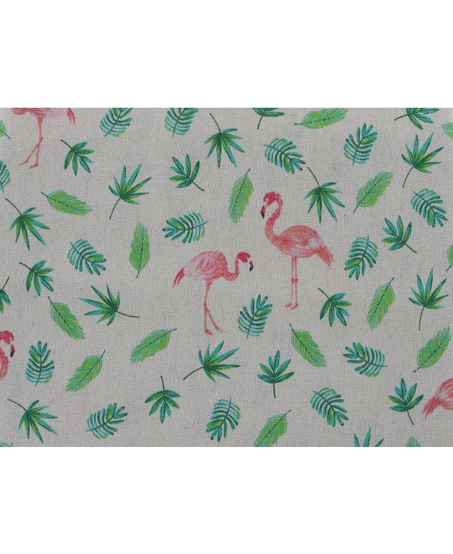 Lightweight Linen Look Canvas, Flamingo Palm