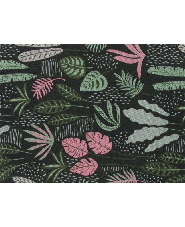 Lightweight Linen Look Canvas, Tropical Palms, Green