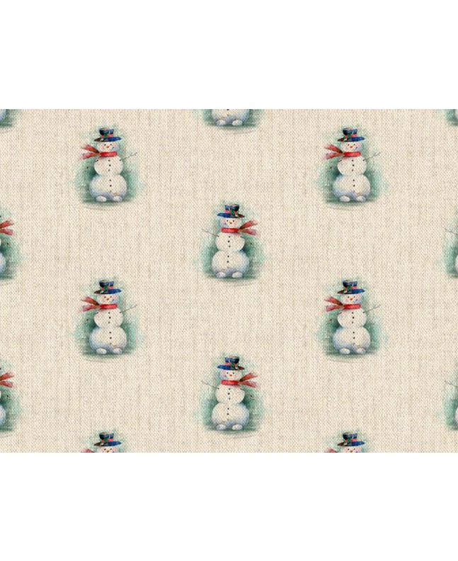 Linen Look Printed Panama, Christmas Snowman