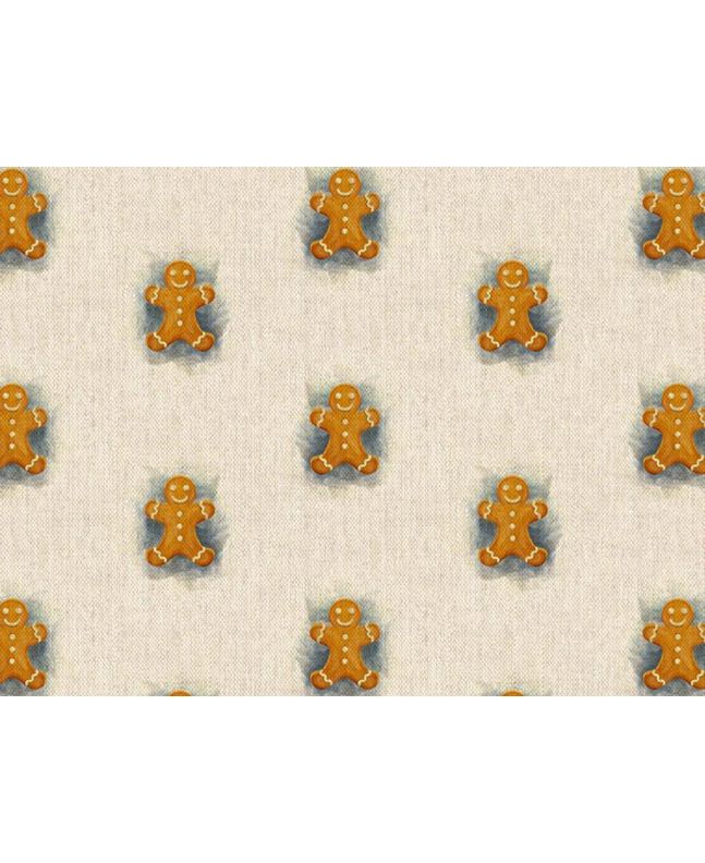 Linen Look Printed Panama, Christmas Gingerbread Man