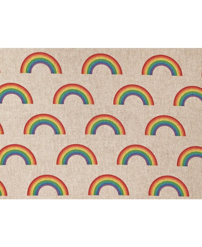 Linen Look Printed Panama, Rainbows, Large
