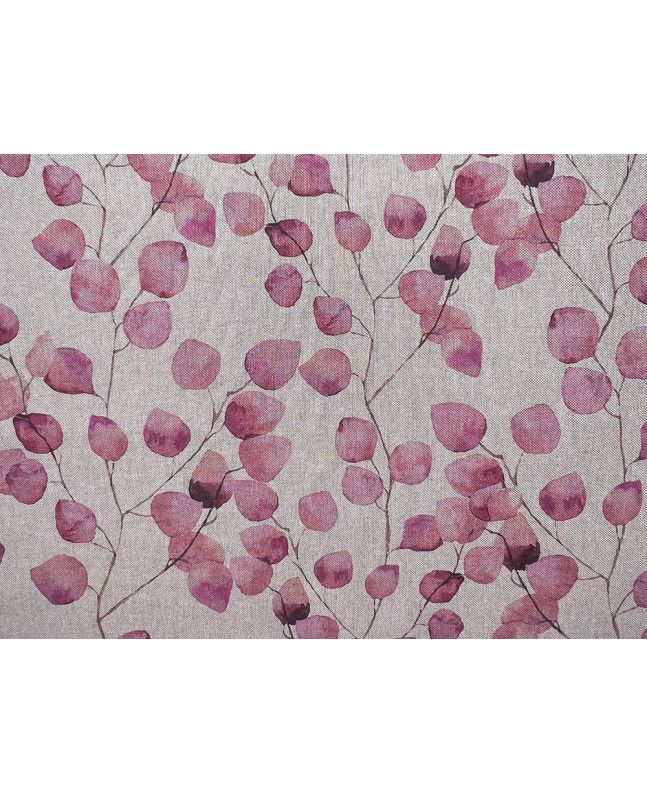 Linen Look Printed Panama, Watercolour Leaves, Rose