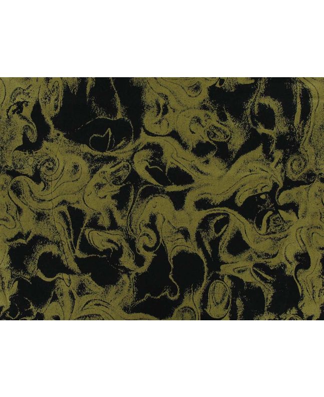 Liquid Swirl Gold Foil Cotton Print, Black