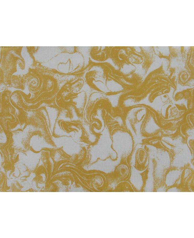 Liquid Swirl Gold Foil Cotton Print, White