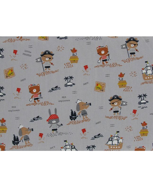Little Pirates Organic Cotton Print, Grey
