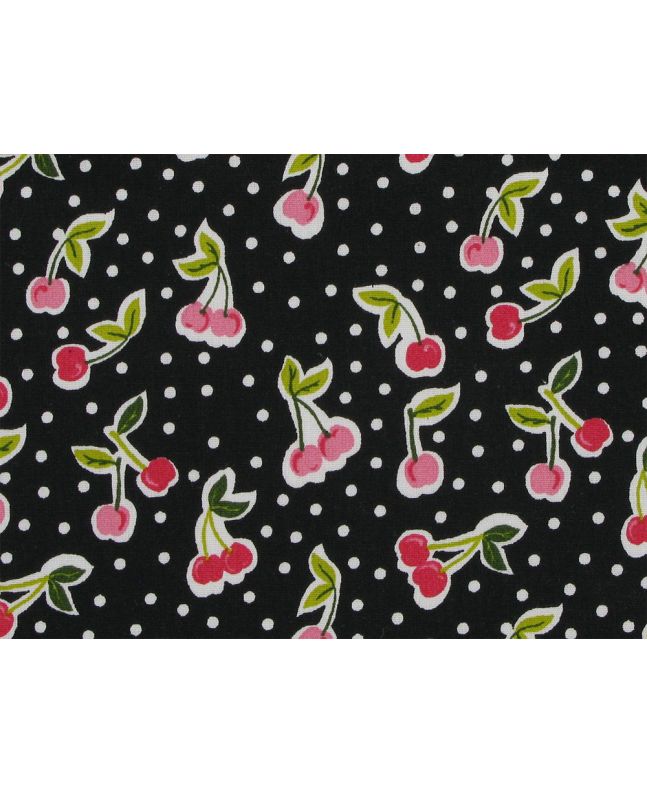 Love You Cherry Cotton Print, Black
