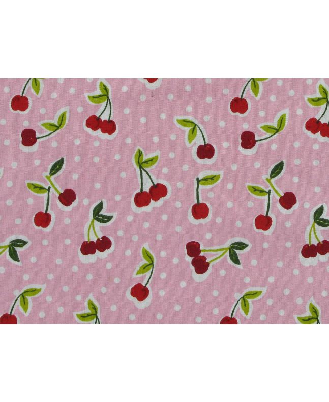 Love You Cherry Cotton Print, Pink