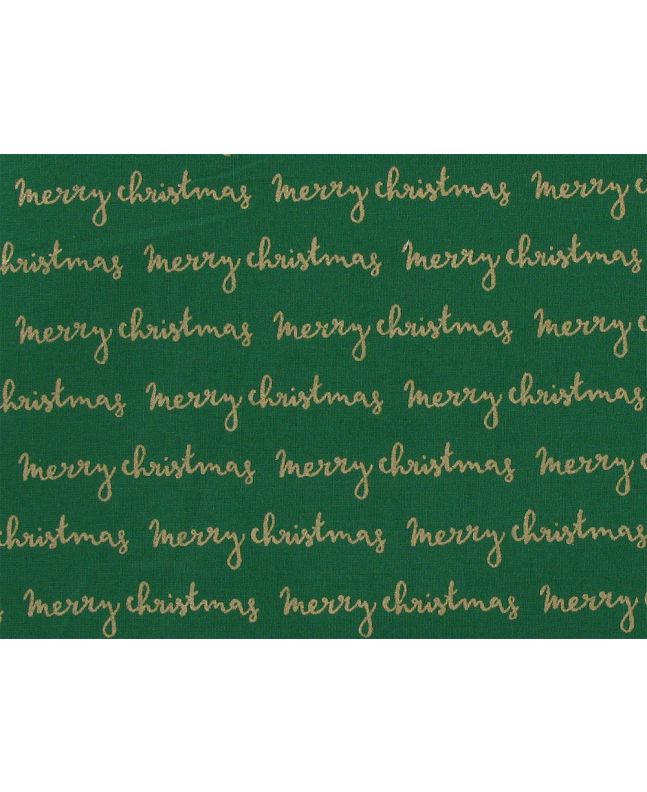 Merry Christmas Gold Foil Cotton Print, Green