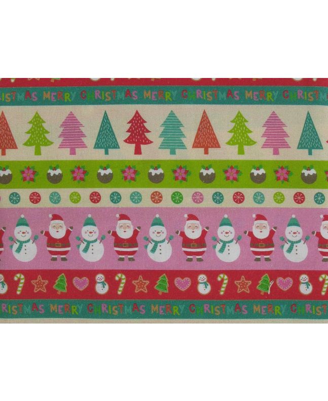 Merry Christmas Stripe Cotton Print