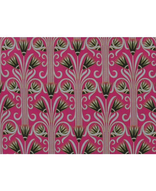 Metallic Gold Orchid Cotton Lawn Print, Fuchsia