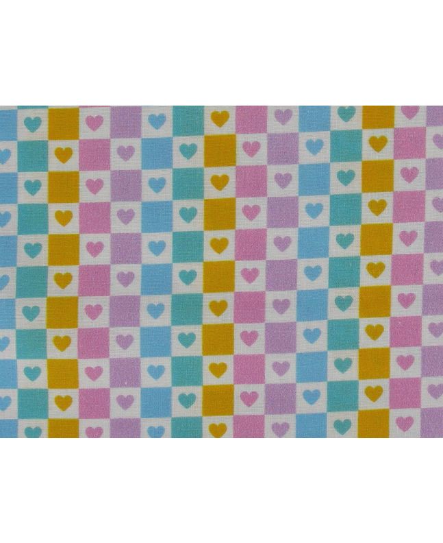 Mini Heart Check Cotton Print, Bold
