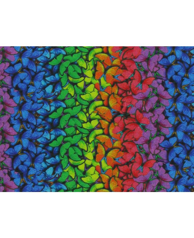 Mini Rainbow Butterfly Mosaic Quilters Cotton Print