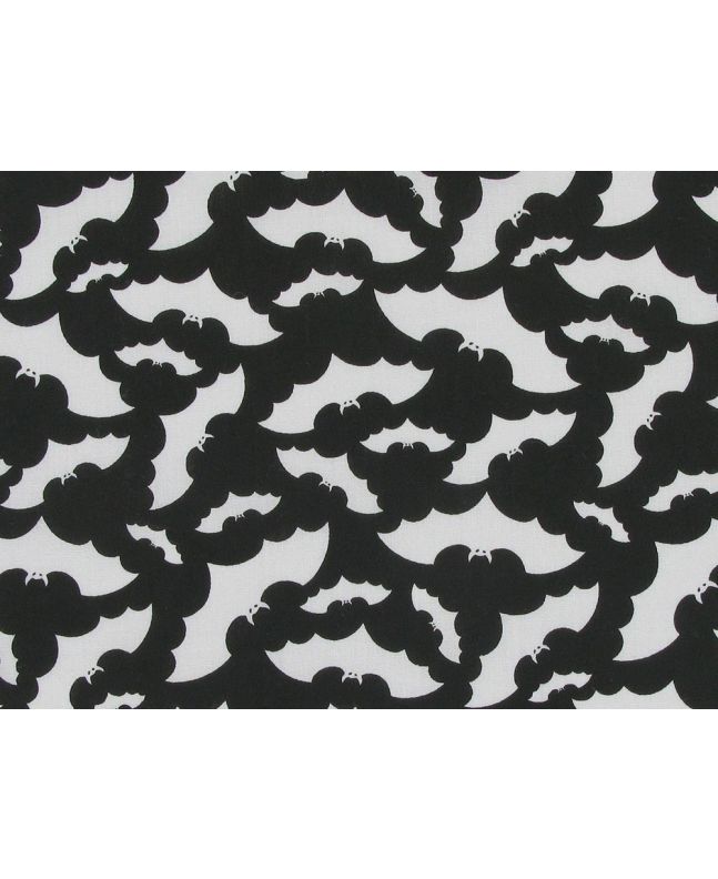 Monochrome Bats Polycotton Print, Black