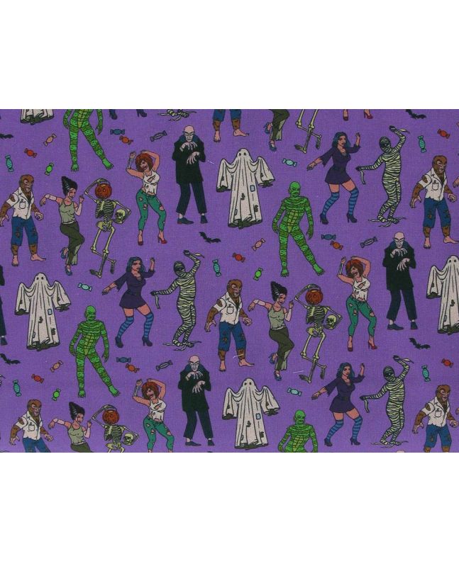Monster Party Cotton Print, Purple