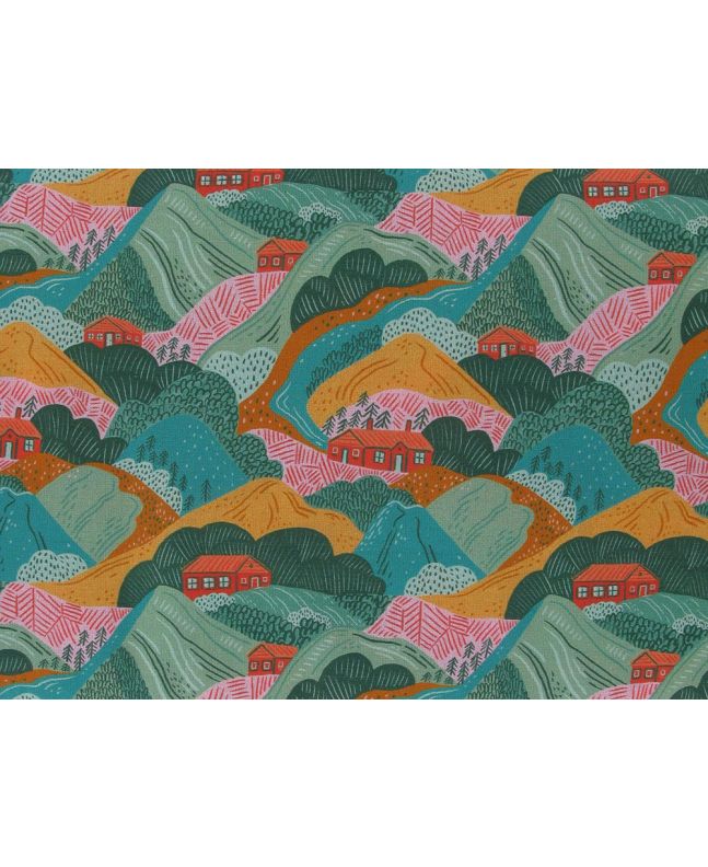 Mountain Towns Cotton Print