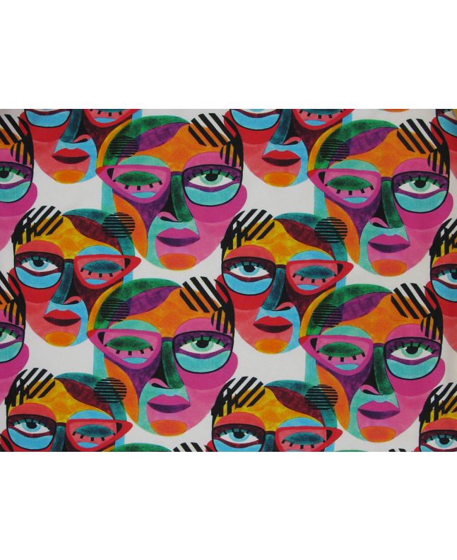Abstract Face Painting Cotton Jersey Print